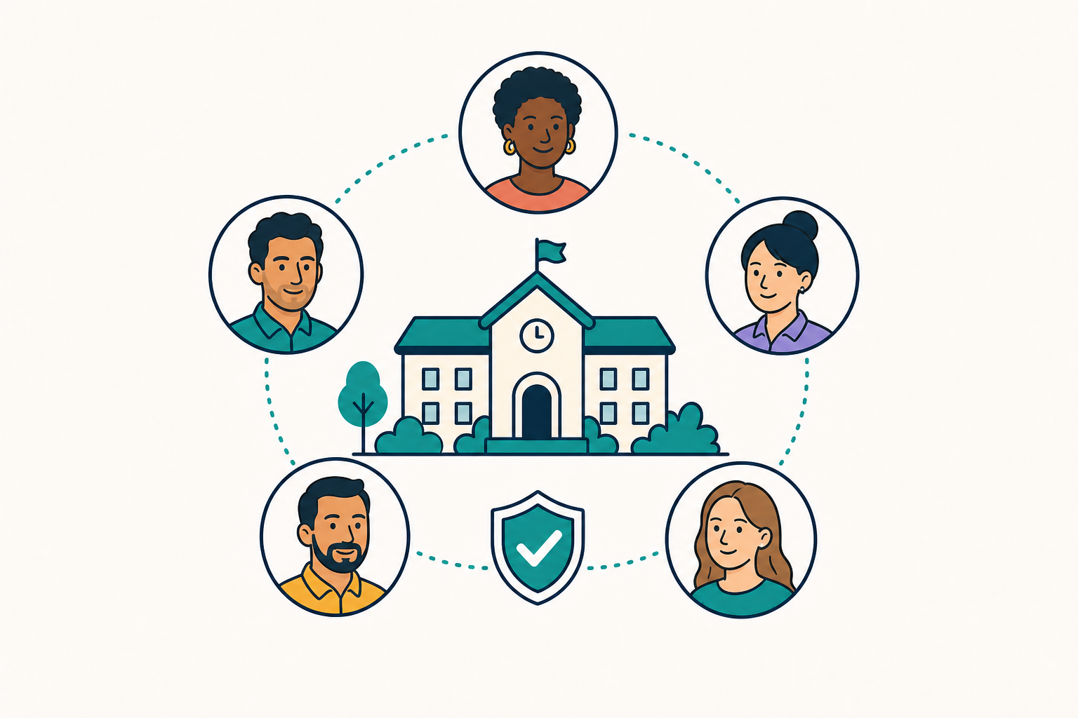 Parents connected around a school in a private circle