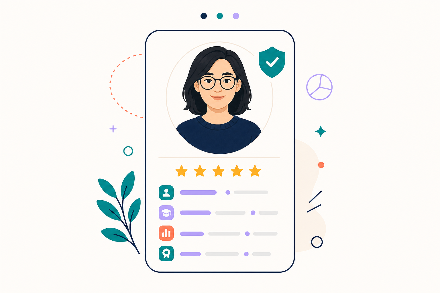 Verified tutor profile with ratings and reviews
